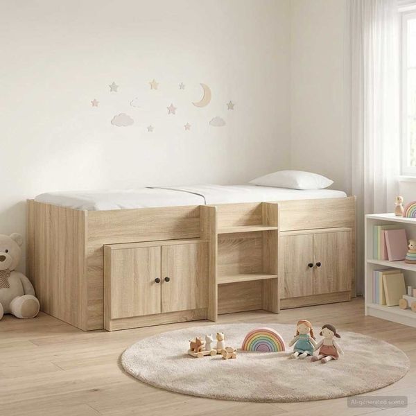 vidaXL Loft Bettgestell mit Schrank 3 Stk. Sonoma-Eiche Holzwerkstoff 3423368