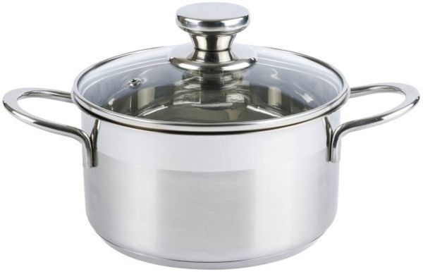 Edelstahl-Kochtopf mit Glasdeckel, geeignet für alle Herdarten ø16 cm