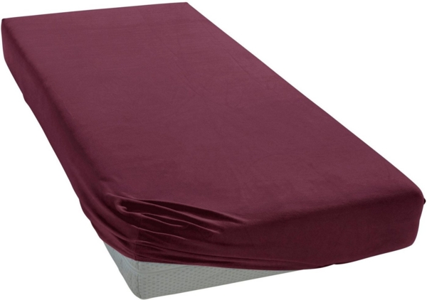 Janine 5002 Elastic-Jersey-Spannbetttuch 41 burgund 140x200-160x220