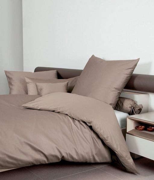 Janine Mako Satin Bettwäsche 2 teilig Bettbezug 155x200 cm Kopfkissenbezug 80x80 cm Colors 31001-47 cappuccino