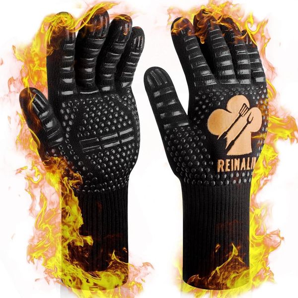 Grillhandschuhe Hitzebeständig 800°C L/XL/XXL Grill Zubehör Feuerfest Baumwolle