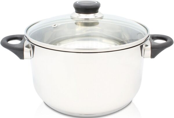 Fleischtopf 24cm DENVER Edelstahl, mit Glasdeckel