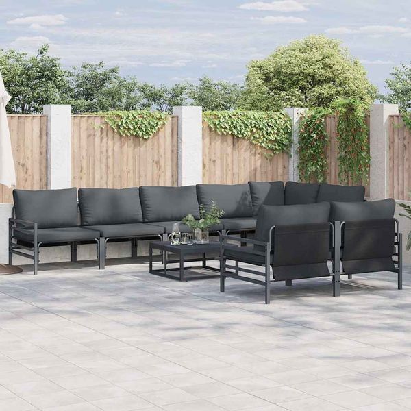 vidaXL Gartensofa-set mit Kissen 8 pcs Schwarz Stahl 3379008