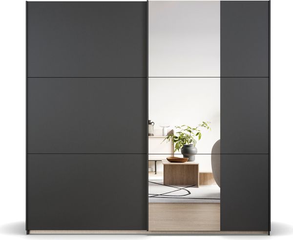 rauch Kleiderschrank; Schwebetürenschrank KRONACH, 2-türig, 1 Spiegeltüre, Graumetallic, 218x210x59xcm Bild 2