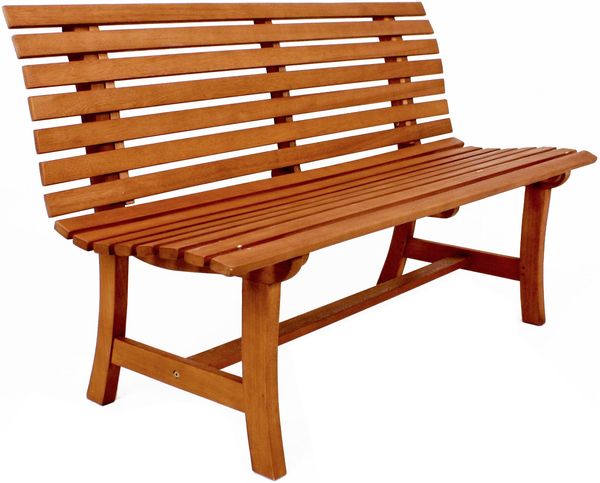 Parkbank MODENA - 140cm Breit, Eukalyptus, Natur | Gartenbank Wetterfest Terrassenbank Sitzbank Outdoor