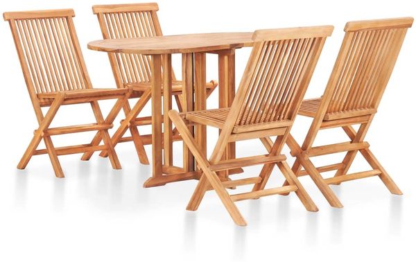 vidaXL 5-tlg. Garten-Essgruppe Klappbar Massivholz Teak 49003