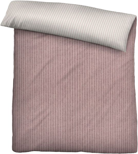 biberna Melange-Flanell Bettwäsche 0840507 WEBSTREIFEN, hellrosa, 1x 155x220 cm + 1x 80x80 cm