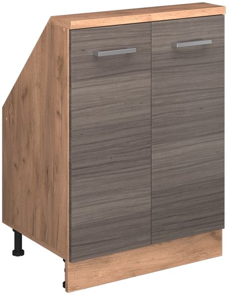 Küchenschrank für Dachschrägen R-Line Edelgrau 60 cm mit 2 Türen Vicco