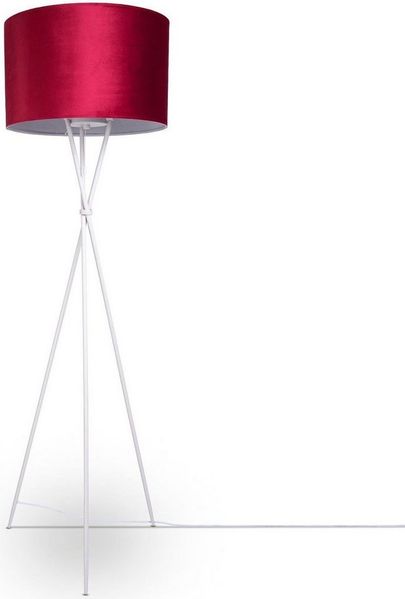 Paco Home Stehlampe Kate uni Color, ohne Leuchtmittel, Wohnzimmer Dreibein Standleuchte Velour Höhe 177,5cm Filigran E27
