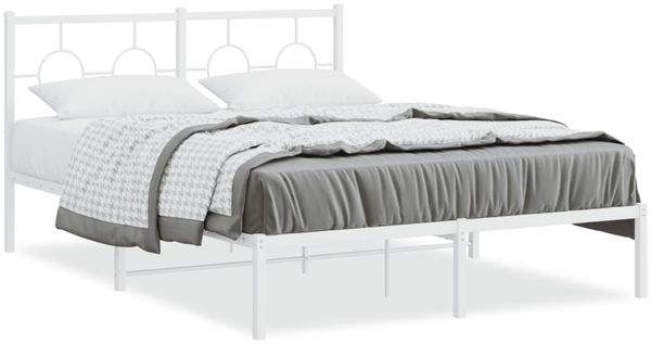 Doppelbett, Bettgestell Modernen mit Kopfteil Metall Weiß 140x190 cm d694e