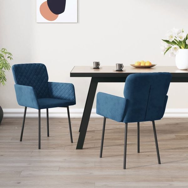 vidaXL Esszimmerstühle 2 Stk. Blau Samt 344778