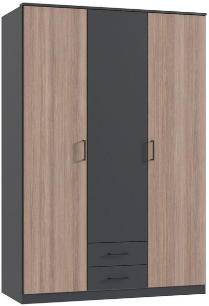 Kleiderschrank Fulda in Grafit und Multiplex – Drehtürenschrank in verschiedenen Größen mit und ohne Türen in Glas Grey - Kleiderschrank 135 cm Breite ohne Glas