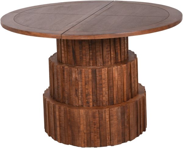 Esstisch ALMA rund - Mangoholz Walnussbraun 78x120x120cm | Wohnzimmertisch Massivholz Robuster Tisch