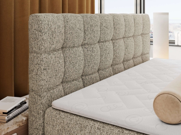 Boxspringbett ALTIVO KING DUO, Doppelbett mit Stauraum Multipocket-Matratze und Topper Bett mit Kopfteil, Fußteil - 160x200 cm - Dunkelbeige Strukture - H3 Bild 3