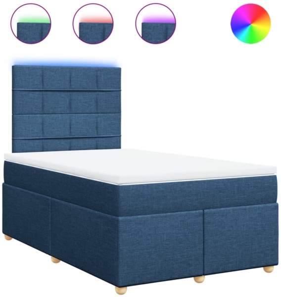 vidaXL Boxspringbett mit Matratze Blau 120x200 cm Stoff 3293553