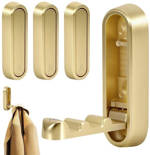 BlingBin Klapphaken 4 Stück Wandgarderobe, Hakenleiste Garderobe, Garderobenhaken, Schlafzimmer, Badezimmer, Kleiderschrank, Wohnzimmer, (4er Set, 4-St, 7,2 × 2,3 × 1,2 cm), Hakenleiste Kleiderhaken für Schlafzimmer, Badezimmer, Küche