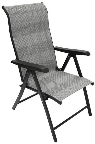 DEGAMO Gartensessel ANTIBES, Metall + Polrattan grau, faltbar, 7-fach verstellbar