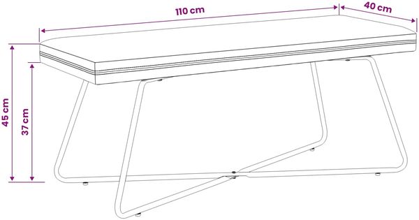 vidaXL Bank Uni Lila 110 x 40 x 45 cm Samt 42038356 Bild 8
