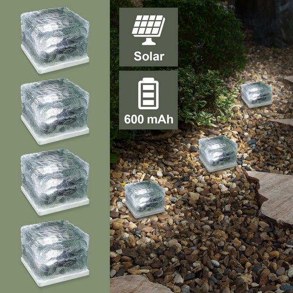 EAXUS LED Solarleuchte LED Eiswürfel Solar Cube Deko, LED fest integriert, Kaltweiß, Mit Dämmerungssensor