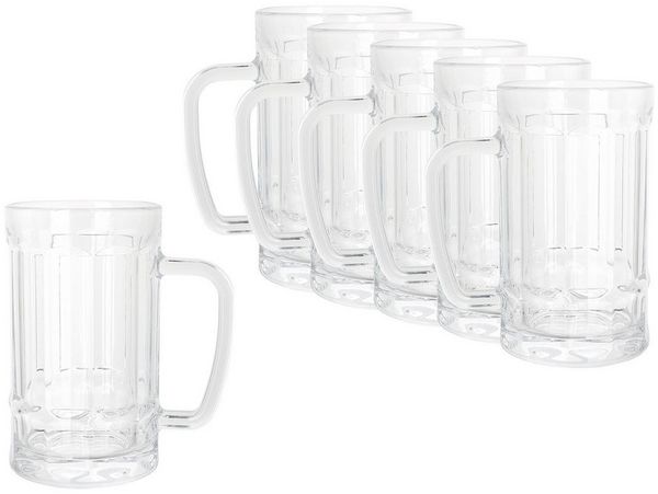 VBS Becher Bierkrug, Glas, 6 Stück, ca. 300 ml
