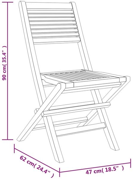 vidaXL Gartenstühle 2 Stk. Klappbar 47x62x90 cm Massivholz Teak 362761 Bild 8