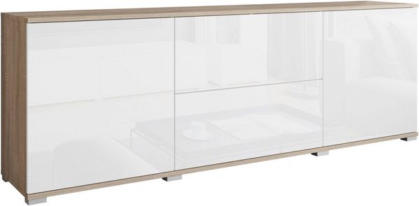 OTTO home Lowboard Kenia (1 St), 2 Türen, 2 Schubladen, Breite 180 cm, höhenverstellbare Einlegeböden