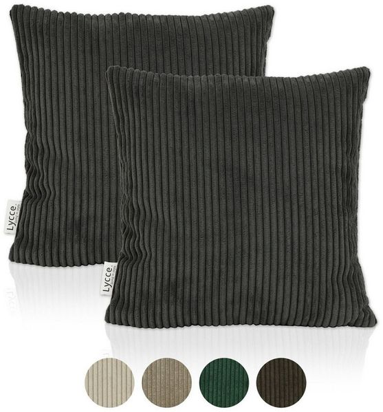 Lycce Dekokissen Kissenbezug 2er Set CORD Stoff (40 x 40 cm) mit Reißverschluß