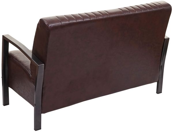 2er Sofa HWC-H10, Couch Zweisitzer, Metall Kunstleder Industrie-Design ~ vintage braun Bild 4