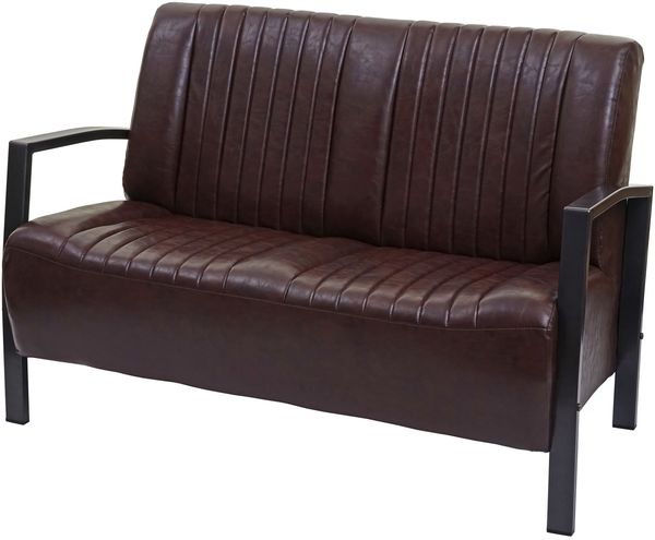 2er Sofa HWC-H10, Couch Zweisitzer, Metall Kunstleder Industrie-Design ~ vintage braun Bild 7