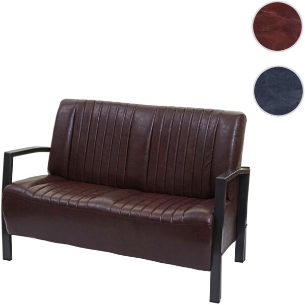 2er Sofa HWC-H10, Couch Zweisitzer, Metall Kunstleder Industrie-Design ~ vintage braun Bild 8
