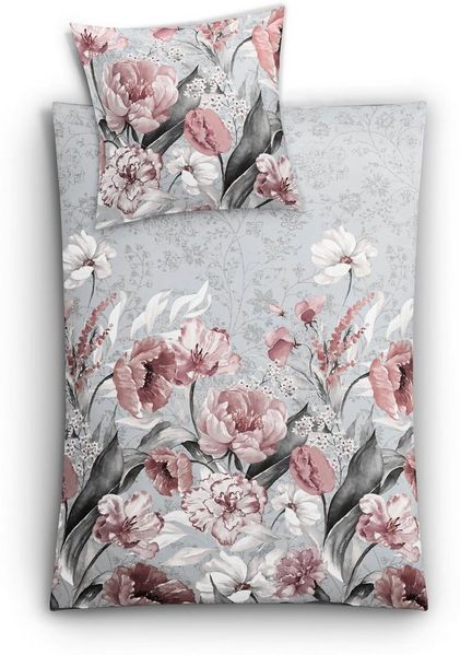 Kleine Wolke Bettwäsche Hanako, Mako-Satin, 2 teilig, mit floralem Dessin