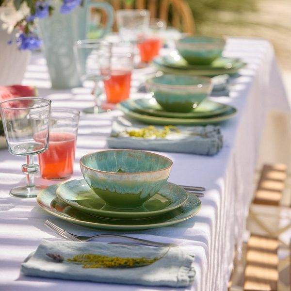 Costa Nova Frühstücksteller Taormina Lime Green Salat/Dessert/Frühstücksteller, 21,6 cm, Casafina, (1 St), Hohe Brenntemperaturen, porenfrei hygienisch, wärmeschockbeständig