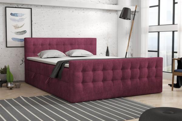 Boxspringbett Schlafzimmerbett ANKER 160x200cm in Stoff Perfect Harmony Bordeaux