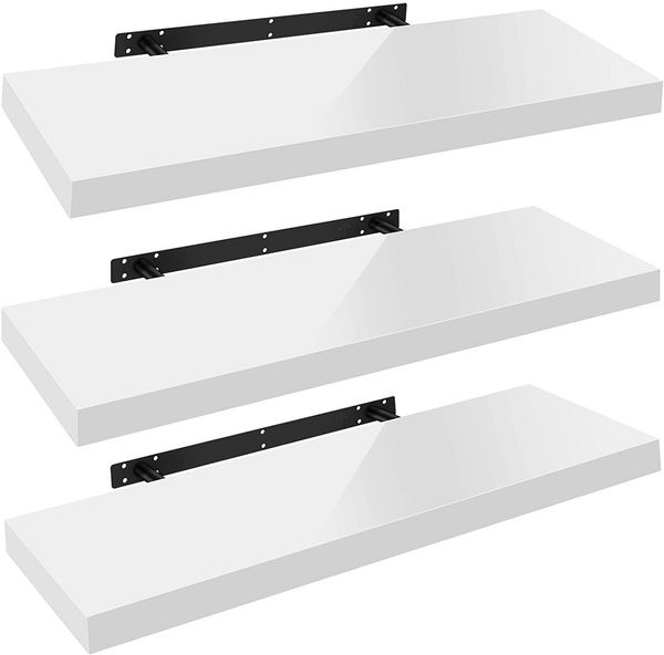 Woltu Wandregal, 3-tlg, Wandboard freischwebend Schweberegal Holz Board