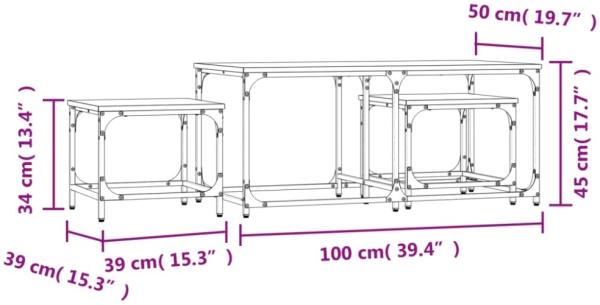 vidaXL Satztische 3 Stk. Schwarz Holzwerkstoff 835389 Bild 9