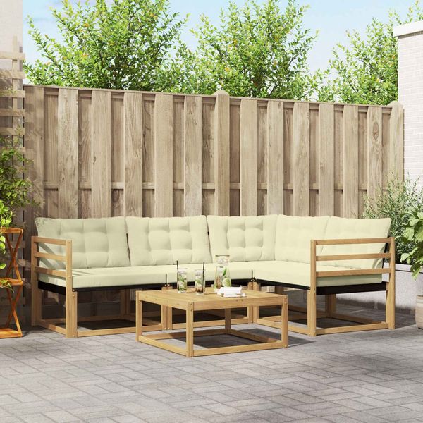 vidaXL Outdoor-Sofagarnitur 5 pcs Weiß und Creme 79 x 79 x 37 cm 3388648