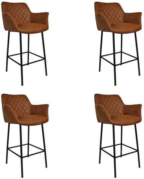 Bronx71 Barhocker Leder Club mit Armlehne cognac 78 cm - 4er Set