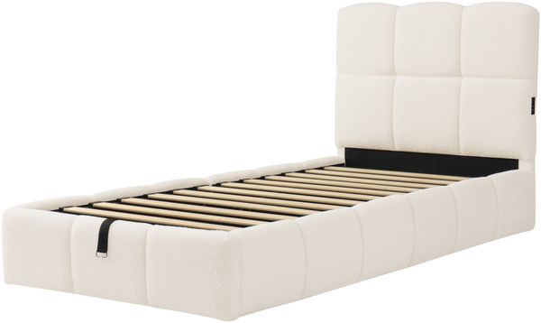 Merax Polsterbett, Einzelbett, Kinderbett 90 x 200cm, hydraulisches Funktionsbett, Bett mit Lattenrost, Kopfteil, großem Stauraum und USB-Ladeanschluss, gepolstertes Kopfteil, bouclé, beige Bild 9