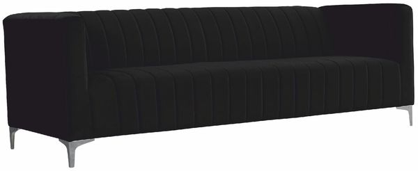 Casa Padrino Luxus 3er Samt Sofa Schwarz / Grau 220 cm - Wohnzimmer Möbel