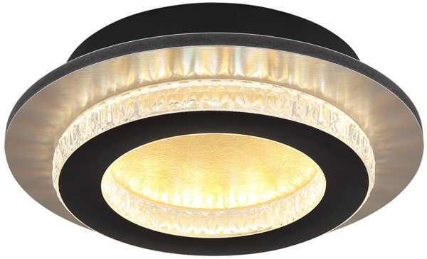 LED Deckenleuchte, Kristalle, gold, schwarz, CCT, D 20 cm