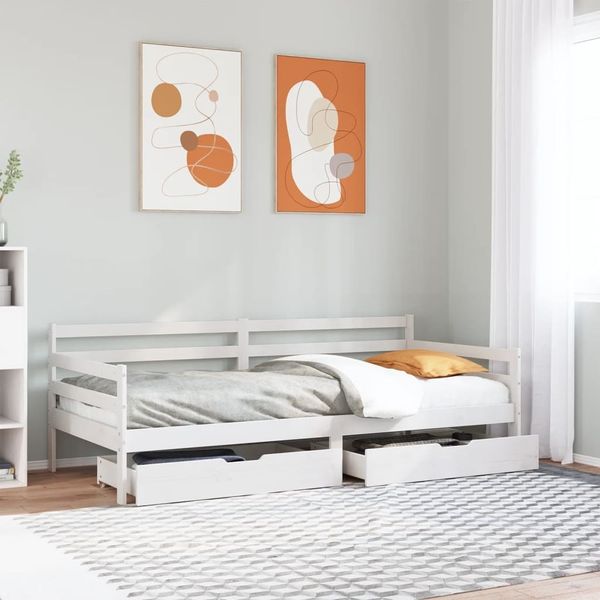 vidaXL Tagesbett mit Schubladen Weiß 90x200 cm Kiefernholz 3302060