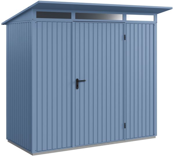 Hörmann Ecostar Metall-Gerätehaus Trend mit Pultdach Typ 1, 108x238 cm , taubenblau, 2,6 m²,1-flüglige Tür