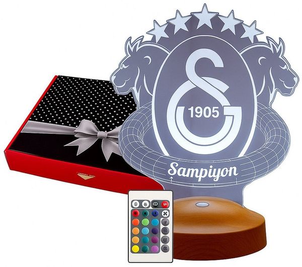 Geschenkelampe LED Nachttischlampe Galatasaray Fanartikel 3D Nachtlicht Geburtstagsgeschenk, Leuchte 7 Farben fest integriert, Geschenk für GS Fans, Jungs