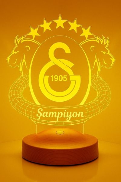 Geschenkelampe LED Nachttischlampe Galatasaray Fanartikel 3D Nachtlicht Geburtstagsgeschenk, Leuchte 7 Farben fest integriert, Geschenk für GS Fans, Jungs