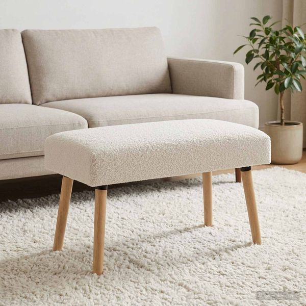 vidaXL Bank Uni Creme 80 x 40 x 46 cm Bouclé 42038406