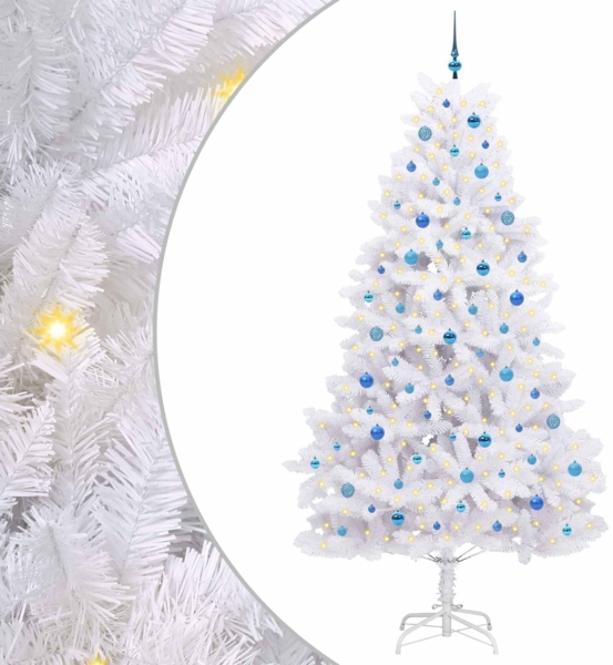 vidaXL Künstlicher klappbarer Weihnachtsbaum Weiß 240 cm PVC und Stahl 3426619