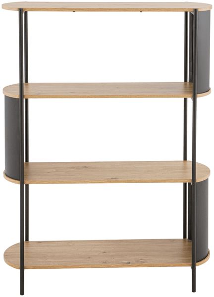 Calicosy Regal mit 4 Ebenen in Holzoptik und schwarzen Metallseiten H133,5 cm - EKLO - Helles Holz