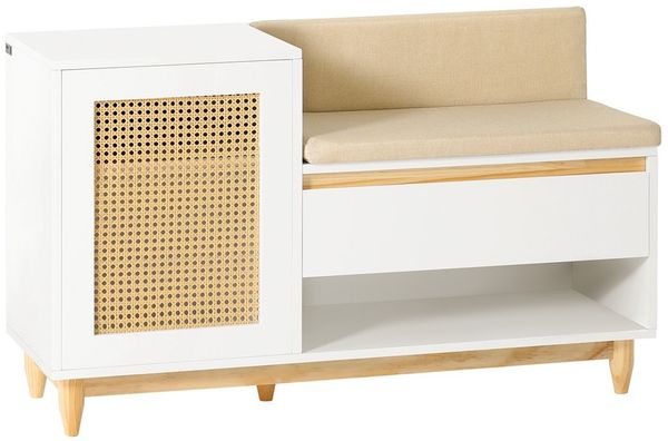 SoBuy FSR128-W Schuhbank, MDF, Lackiert, Weiß, 100 x 60 x 35 cm