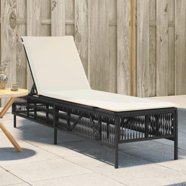 vidaXL Sonnenliege mit Auflage Schwarz Poly-Rattan 4002737