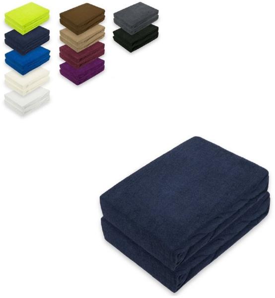 Doppelpack Frottee Spannbettlaken 90 - 100 x 200 cm Navyblau